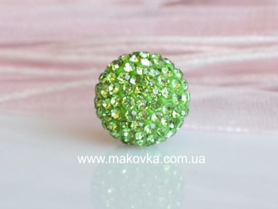 Бусина со стразами Шамбала 14 мм зеленая Бусина со стразами Шамбала 14 мм зеленая