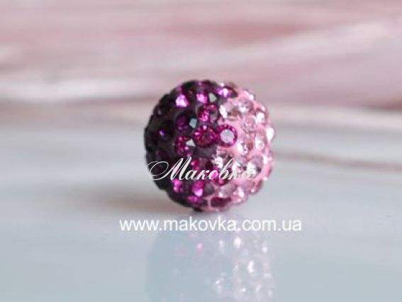 Бусина со стразами Шамбала Мультицвет 12 мм розовая