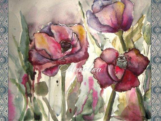 Декупажная карта Акварельные маки, 21х29,7см, Cheap Art