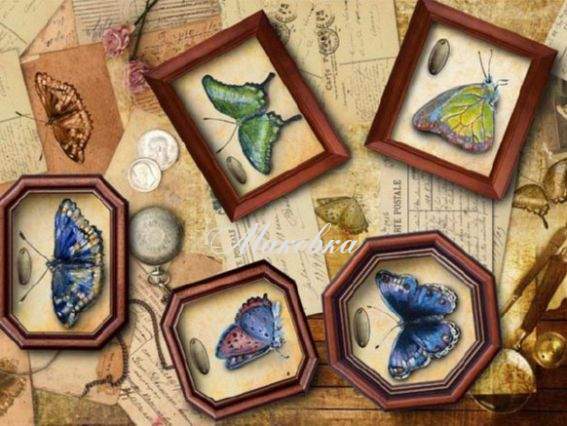 Декупажная карта Натюрморт с часами, 21х29,7 см, Cheap Art