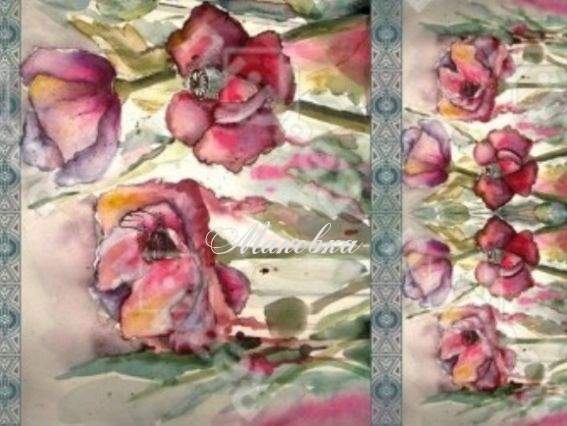 Декупажная карта Акварельные маки, 30,8х44 см, Cheap Art