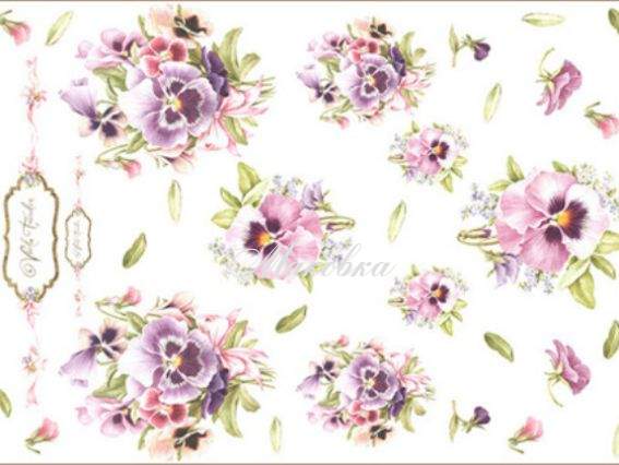 Декупажная карта Анютины глазки, 30,8х44 см, Cheap Art