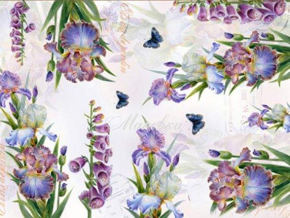 Декупажная карта Волшебные ирисы, 30,8х44 см, Cheap Art