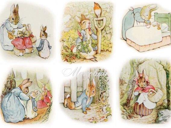 Декупажная карта Кролики Беатрисс Паркер, 30,8х44 см, Cheap Art