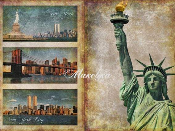 Декупажная карта Манхеттен, 30,8х44 см, Cheap Art