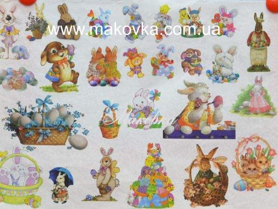 Декупажная карта Пасхальные кролики, 30,8х44 см, Cheap Art