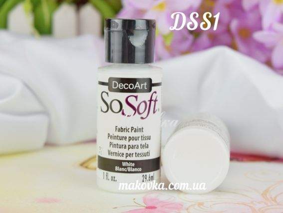 Краска акриловая для ткани, Белая SoSoft, 29мл, DecoArt DSS1 Краска акриловая для ткани, Белая SoSoft, 29мл, DecoArt DSS1