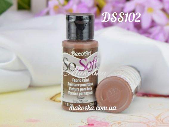 Краска акриловая для ткани, Коричневая SoSoft, 29мл, DecoArt DSS102 Краска акриловая для ткани, Коричневая SoSoft, 29мл, DecoArt DSS102