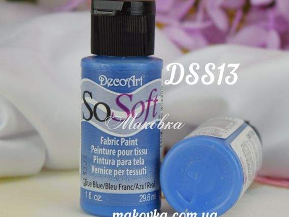 Краска акриловая для ткани, Синяя SoSoft, 29мл, DecoArt DSS13 Краска акриловая для ткани, Синяя SoSoft, 29мл, DecoArt DSS13