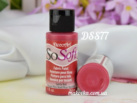 Краска акриловая для ткани, Вишневая SoSoft, 29мл, DecoArt DSS77 Краска акриловая для ткани, Вишневая SoSoft, 29мл, DecoArt DSS77