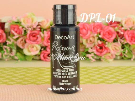 Краска для кожи глянцевая ЧЕРНАЯ, 59мл DecoArt DPL01