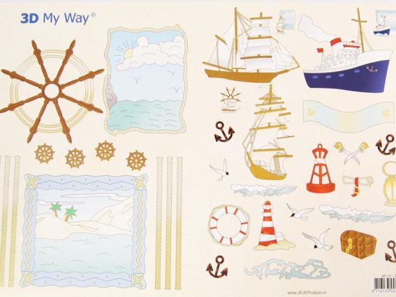 Декупажная бумага для открыток Морская тематика, 21х29,7 см, JEJE Декупажная бумага для открыток Морская тематика, 21х29,7 см, JEJE