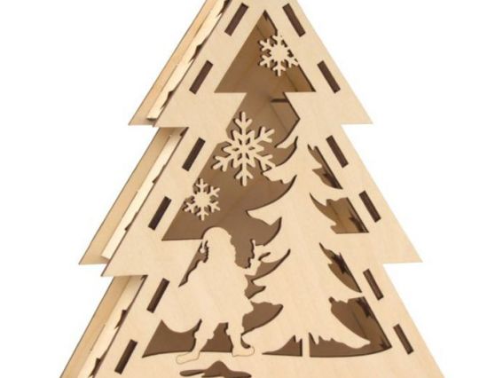 Елочка с Дедом Морозом, 3D, фанера, ТМ ROSA Talent 4801737 Елочка с Дедом Морозом, 3D, фанера, ТМ ROSA Talent 4801737