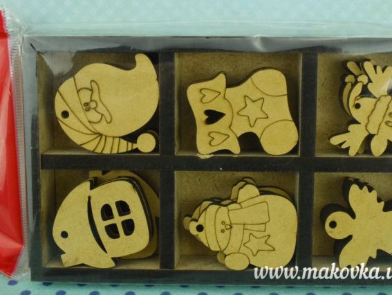 Набор мини-заготовок для декорирования Новый год-3, МДФ, 18 шт, ROSA Talent Набор мини-заготовок для декорирования Новый год-3, МДФ, 18 шт, ROSA Talent