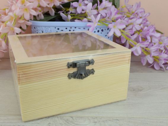 Заготовка Скринька дерев'яна з замком та прозорим верхом, 481057, 15*15*8 см, ROSA Talent