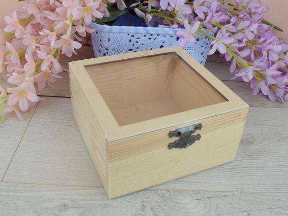 Заготовка Скринька дерев'яна з замком та прозорим верхом, 481057, 15*15*8 см, ROSA Talent