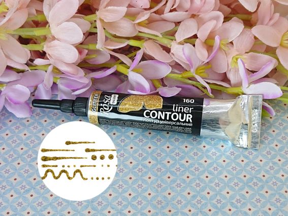 Контур універсальний, Золото, глітер, 20 мл, ROSA Talent  135160 Контур універсальний, Золото, глітер, 20 мл, ROSA Talent  135160