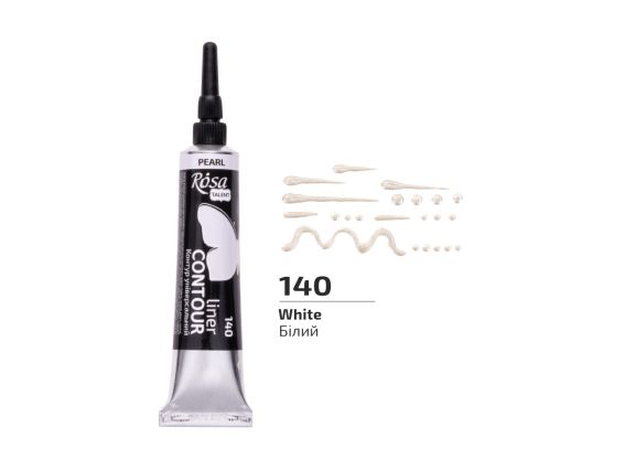 Універсальний акриловий Контур перламутровий 135140 колір Білий, 20 мл, ROSA Talent  