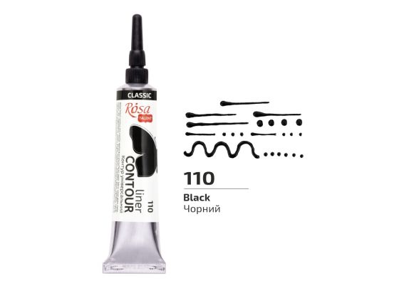 Універсальний акриловий Контур 135110 колір Чорний, 20 мл, ROSA Talent  