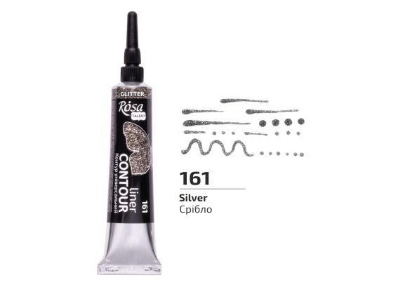 Универсальный акриловый Контур 135161 цвет Серебро, глиттер, 20 мл, ROSA Talent,