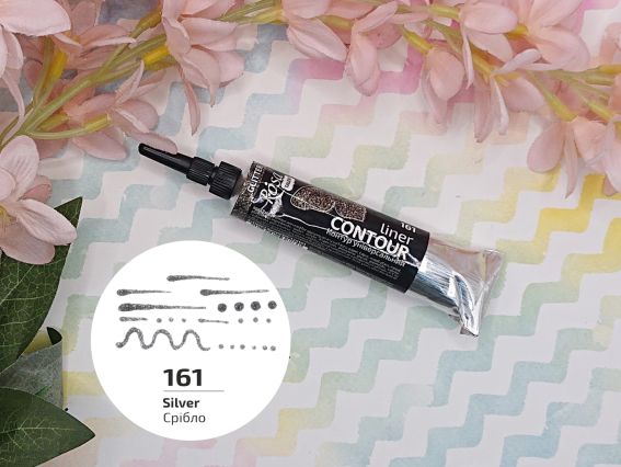 Контур универсальный, Серебро, глиттер, 20 мл, ROSA Talent 135161