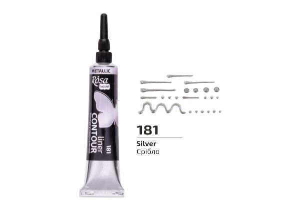 Універсальний акриловий Контур 135181 колір Срібло, 20 мл, ROSA Talent  
