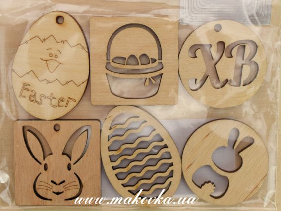 Набір заготовок для декору Теги Пасха, фанера, 6 шт, ROSA Talent Набір заготовок для декору Теги Пасха, фанера, 6 шт, ROSA Talent