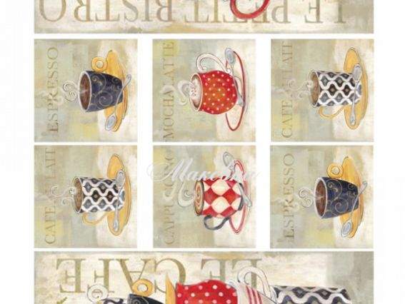 Декупажная карта Coffee cup (кофейные чашки), ROSA START 21х29,7 см Декупажная карта Coffee cup (кофейные чашки), ROSA START 21х29,7 см