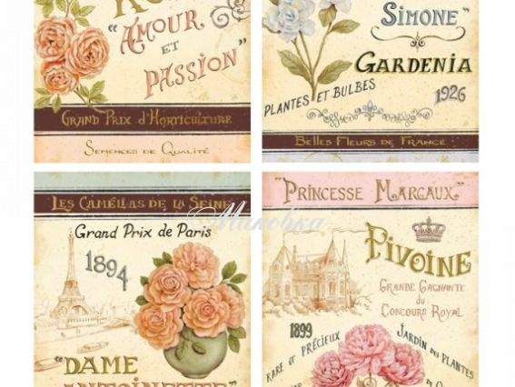 Декупажная карта Французские цветы, ROSA START 21х29,7 см Декупажная карта Французские цветы, ROSA START 21х29,7 см