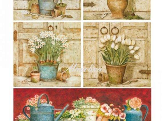 Декупажная карта Садовые цветы, ROSA START 21х29,7 см