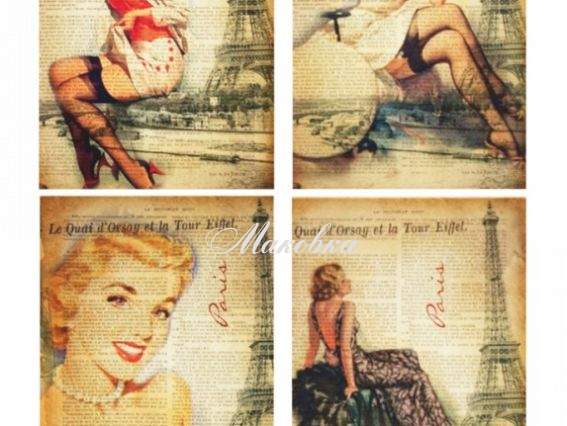 Декупажная карта Винтажные газеты (пин-ап), ROSA START 21х29,7 см