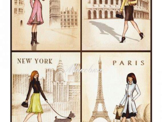 Декупажная карта Столицы моды, ROSA START 21х29,7 см Декупажная карта Столицы моды, ROSA START 21х29,7 см