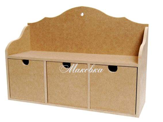 Комод з трьома шухлядками і фігурною спинкою, МДФ, 33х10,5х23см, ROSA Talent