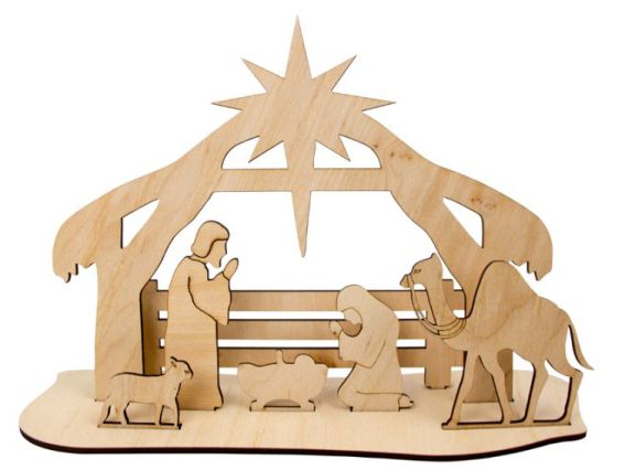 Набор заготовок на подставке Рождественский вертеп, фанера, 26х7х18,5 см, ROSA TALENT 4801541 Набор заготовок на подставке Рождественский вертеп, фанера, 26х7х18,5 см, ROSA TALENT 4801541
