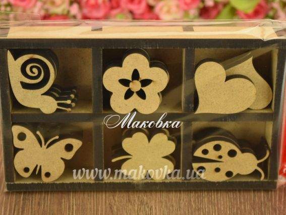 Набор мини-заготовок Ассорти-2 (цветы и насекомые), МДФ, 18 шт, ROSA TALENT 2809050 Набор мини-заготовок Ассорти-2 (цветы и насекомые), МДФ, 18 шт, ROSA TALENT 2809050