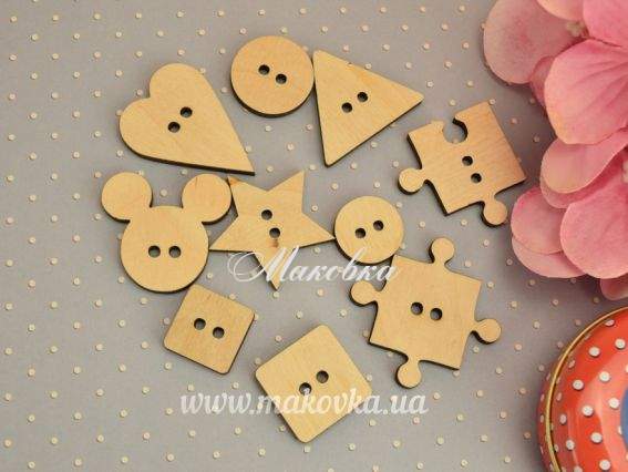 Набір міні-заготовок Ґудзики, 10 шт, ROSA Talent 2809117 Набір міні-заготовок Ґудзики, 10 шт, ROSA Talent 2809117