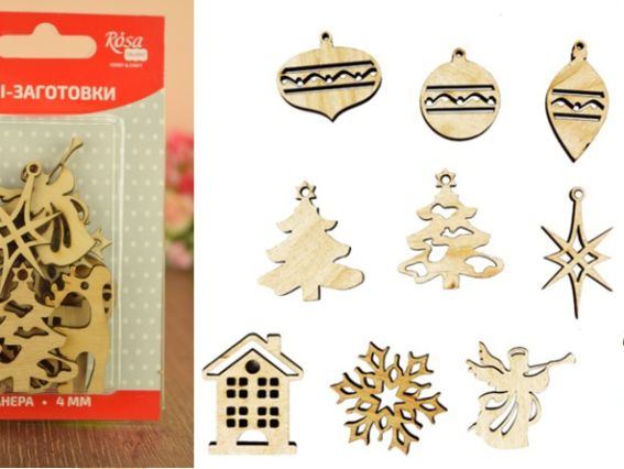 Набор мини-заготовок Новый год №1, 10 шт,  ROSA Talent  2909193 Набор мини-заготовок Новый год №1, 10 шт,  ROSA Talent  2909193
