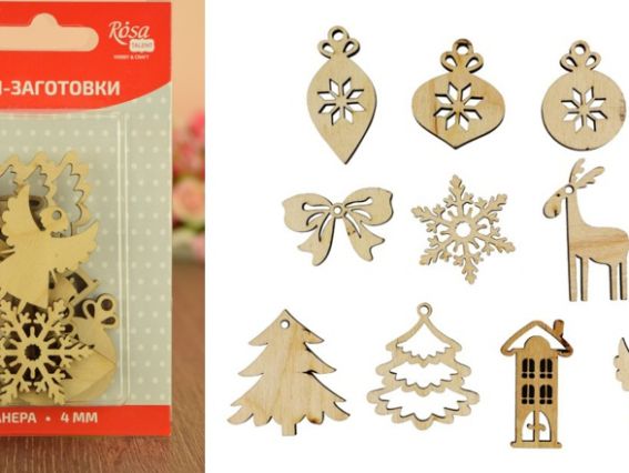 Набор мини-заготовок Новый год №2, 10 шт,  ROSA Talent  2909194 Набор мини-заготовок Новый год №2, 10 шт,  ROSA Talent  2909194