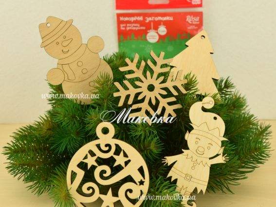 Набор новогодних заготовок №1 из фанеры, 5 шт, ROSA Talent 4801524 эльф, снеговик, елка, снежинка, шар Набор новогодних заготовок №1 из фанеры, 5 шт, ROSA Talent 4801524 эльф, снеговик, елка, снежинка, шар
