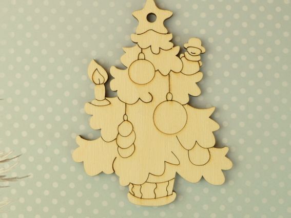 Заготовка фігурка плоска №0426 Ялинка з іграшками, фанера, 1 шт Заготовка фігурка плоска №0426 Ялинка з іграшками, фанера, 1 шт