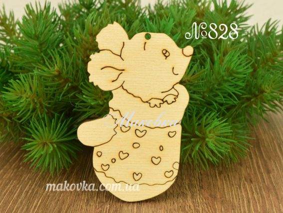 Заготовка фигурка плоская №828 Мышонок в руковице, фанера, 1 шт Заготовка фигурка плоская №828 Мышонок в руковице, фанера, 1 шт