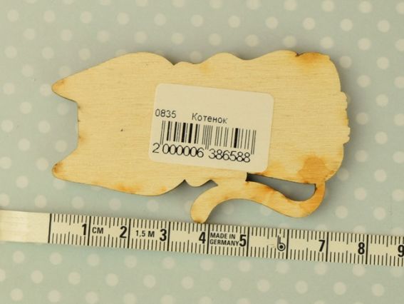 Новорічна Заготівля для декору фігурка плоска №0835 Кішка у шарфу, фанера,  7,5*4,5см,  