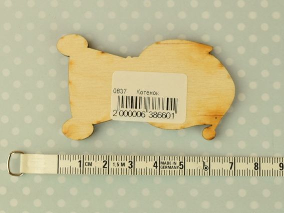 Новорічна Заготівля для декору фігурка плоска №0837 Кіт у шарфу, фанера,  7,2*4,4см,  