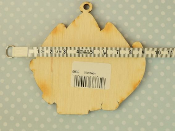 Новорічна Заготівля для декору фігурка плоска №0839 Кіт з великим подарунком, фанера, 9*9см,  