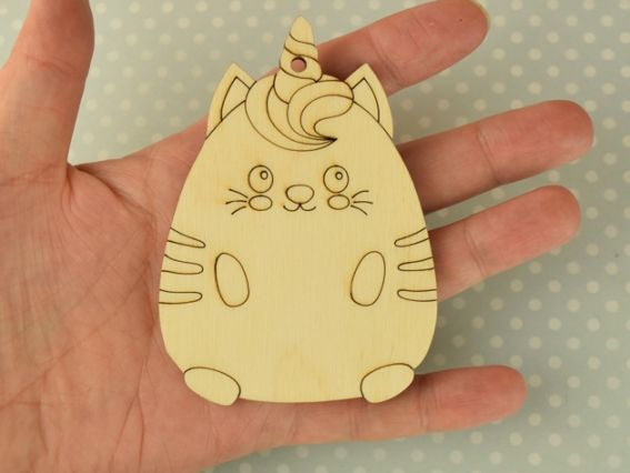 Заготівля для декору фігурка плоска №0842 Кіт - єдиноріг, фанера,9*6,5 см,  