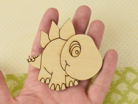 Заготовка для декору фігурка плоска Динозавр стегозавр, фанерна, 7*6,8см
