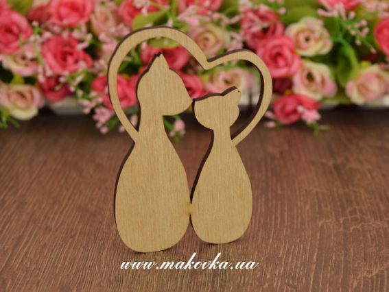 Заготовка фигурка плоская №329 Влюбленные коты, 7х10 см, фанера, 1 шт Заготовка фигурка плоская №329 Влюбленные коты, 7х10 см, фанера, 1 шт