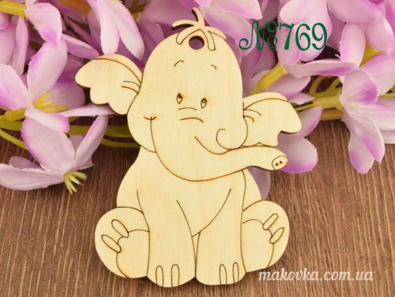 Заготовка фигурка плоская №0769 Слоненок, фанера, 1 шт Заготовка фигурка плоская №0769 Слоненок, фанера, 1 шт