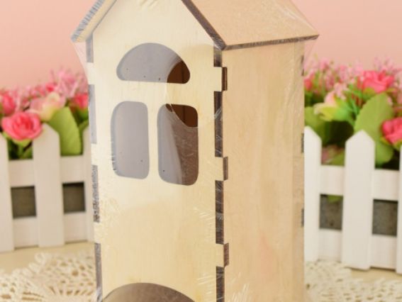 Заготовка для декорирования Чайный домик с окошком №89, фанера 9х9х19см