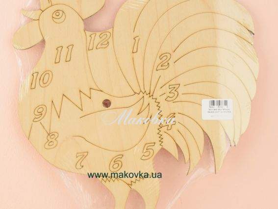 Заготовка для часов Петушок, фанера, 24х27 см